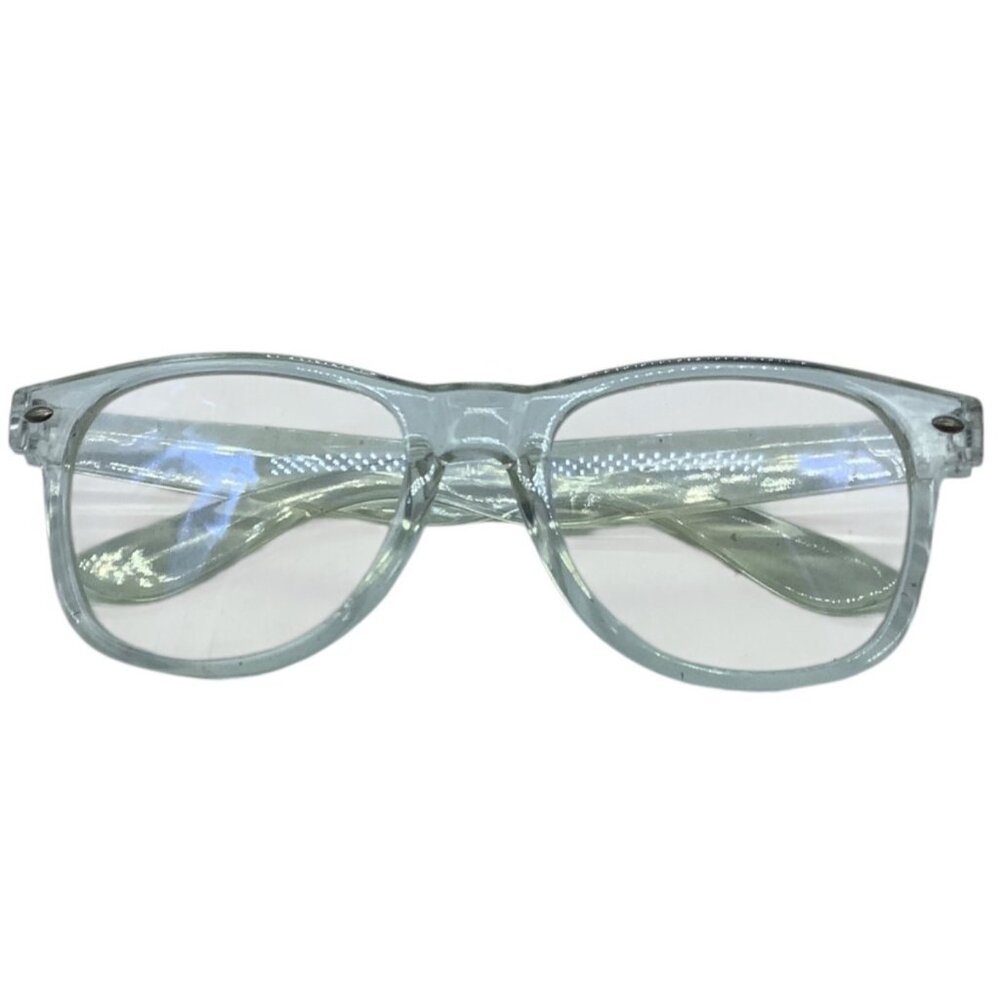 Translucent Clear Blue Rectangular Eyeglasses Frame - Picture 3 of 3